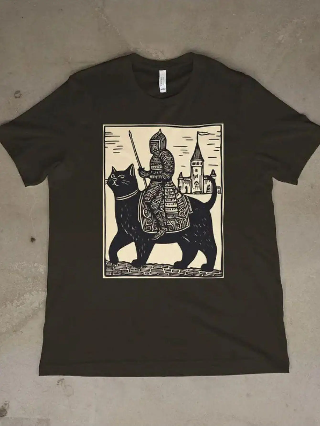 

Винтажная футболка Cat Knight Graphic — 100 хлопковых футболок с круглым вырезом, средневековый мем и татуировка 90-х годов, ретро-дизайн, повседневный спортивный стиль, все