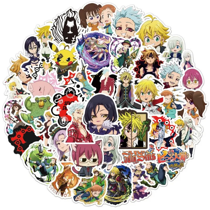 50/30/10PCS Meliodas Elizabeth Liones Diane Ban Harlequin Gowther Popular Animation Graffiti Luggage Laptop Waterproof Sticker