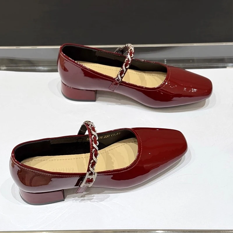 

Элегантные женские туфли Мэри Джейн, босоножки на массивном каблуке с цепочкой и кристаллами, осень 2023, вечернее платье, роскошная обувь, новые туфли-лодочки Mujer Sandalias