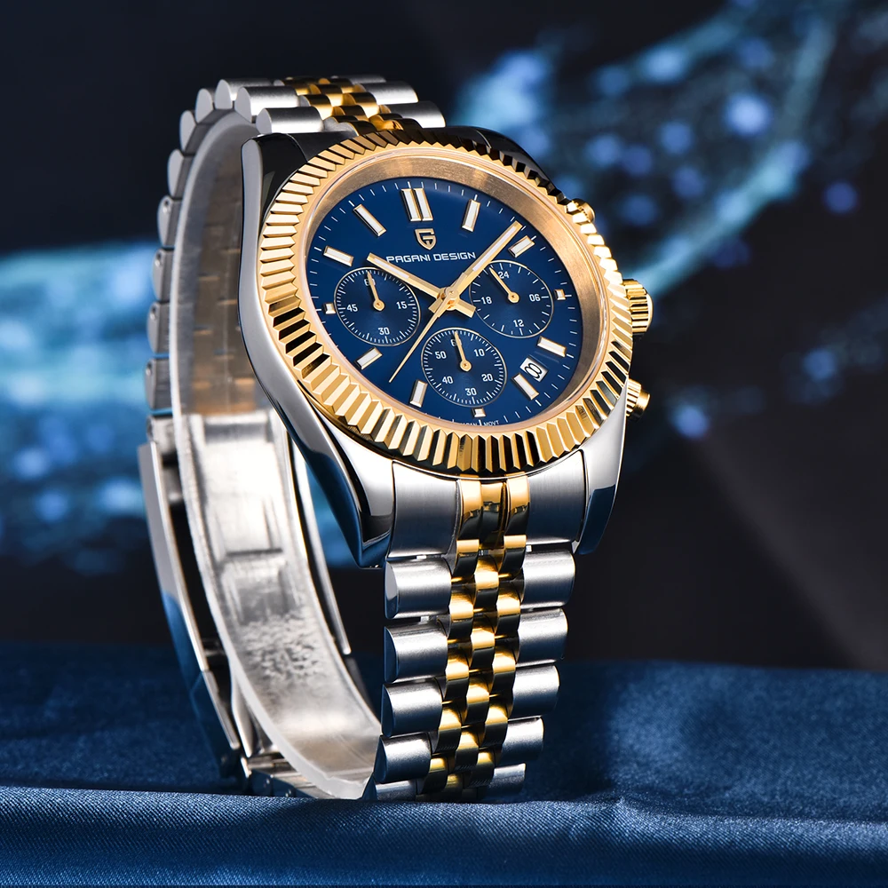 PAGANI DESIGN 2025 جديد VD53 ساعة كوارتز رجالية فاخرة 40 مللي متر من الفولاذ المقاوم للصدأ الياقوت مقاوم للماء 50 متر مضيئة C3 relojes para hombre
