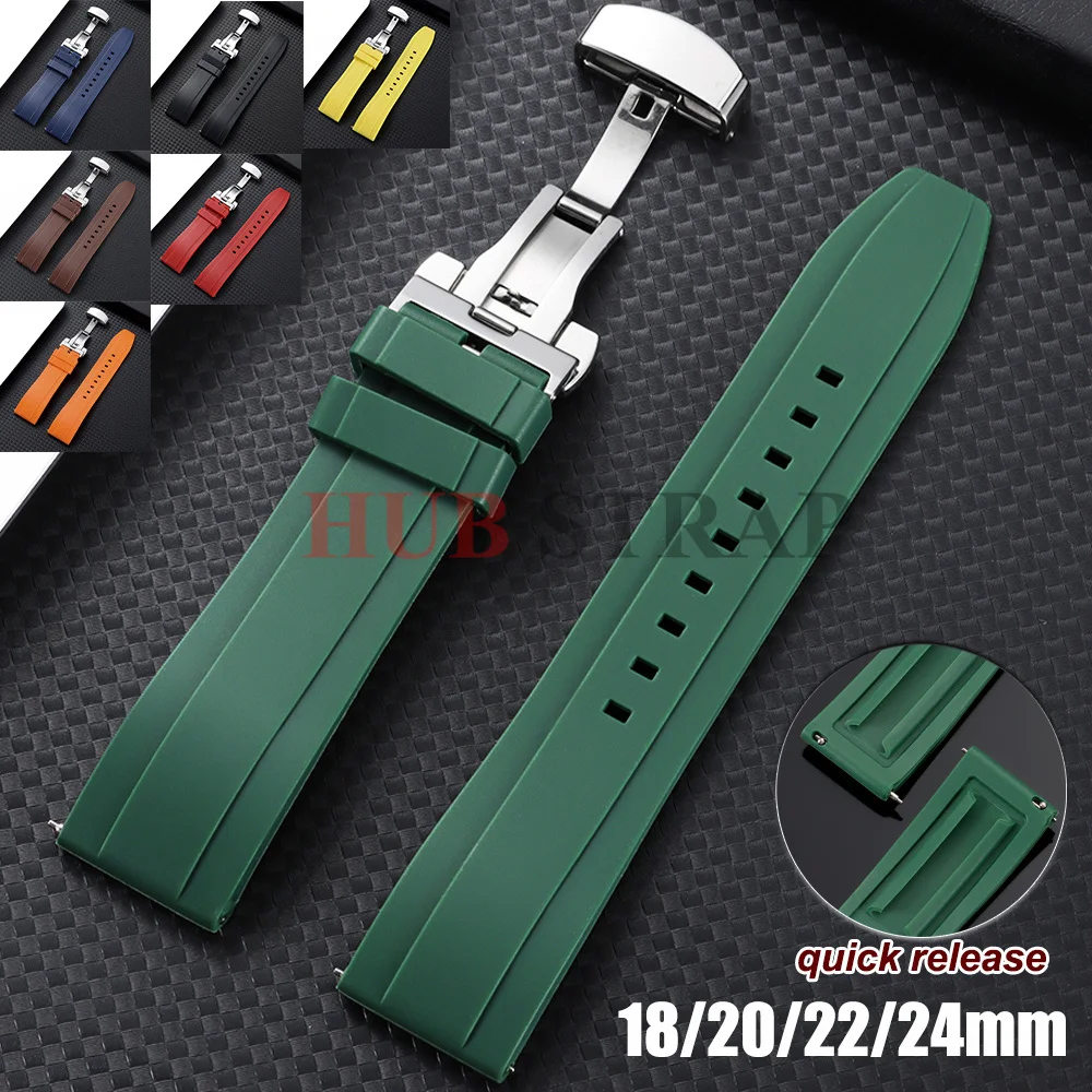 Bracelet de montre en caoutchouc à libération rapide 18mm 20mm 22mm 24mm pour Omega, bracelet de remplacement pour Tissot, Citizen, Seiko, bracelets en silicone