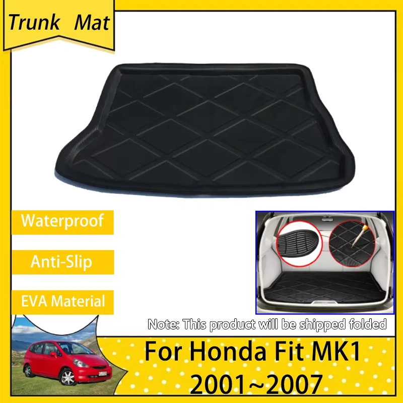 

Trunk Mat For Honda Fit Jazz MK1 GD3 2001~2007 2002 2003 2005 2006 Accessories Car Luggage Box Cargo Boot Tray Waterproof Carpet