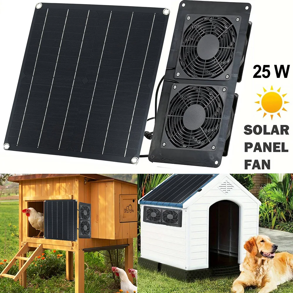 

Солнечный вентилятор мощностью 25 Вт с двойной системой, устойчивое к атмосферным воздействиям решение для циркуляции воздуха для помещений, таких как теплицы и гаражи