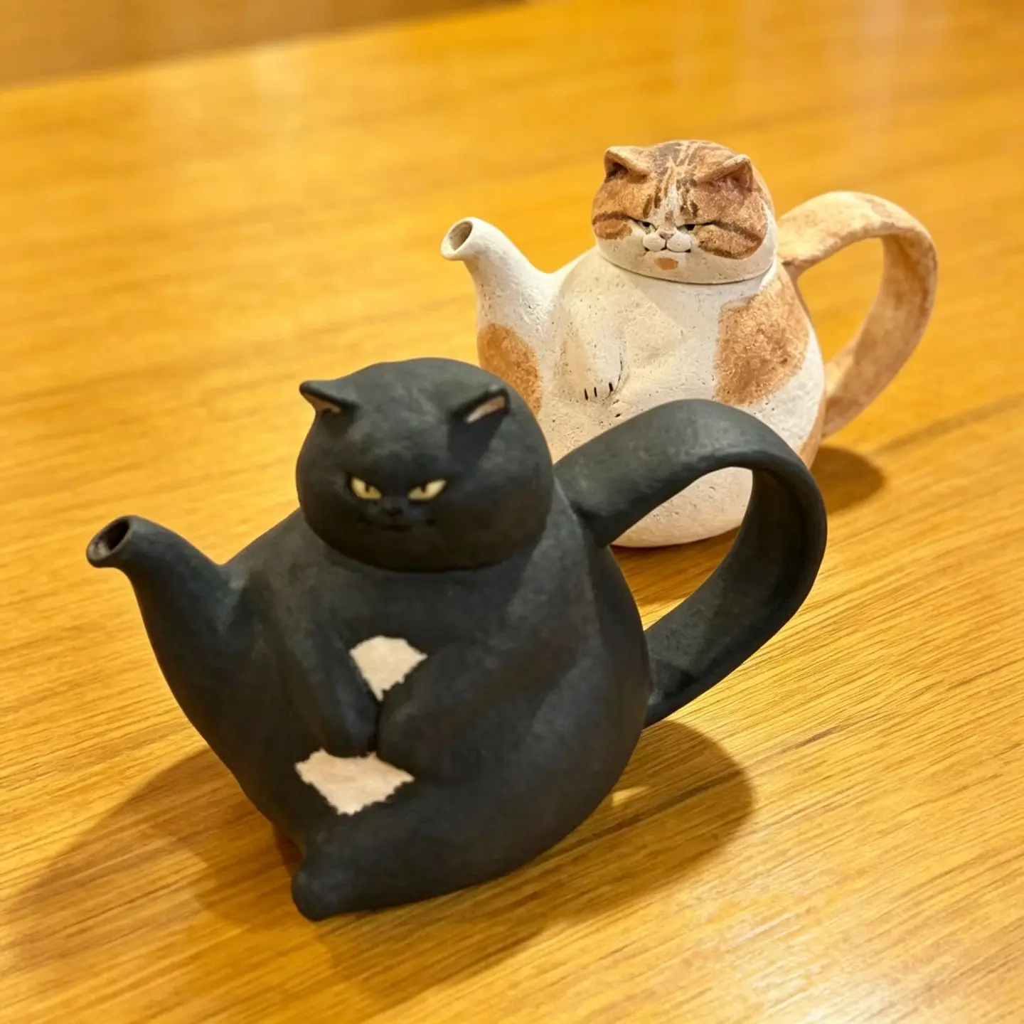 Cute Fat Cats Shape Ceramic Teapot Hand‑made Rough Pottery Animal Teapot Creative Kitten Tea Pot Home Tea Room Table Decor Gifts