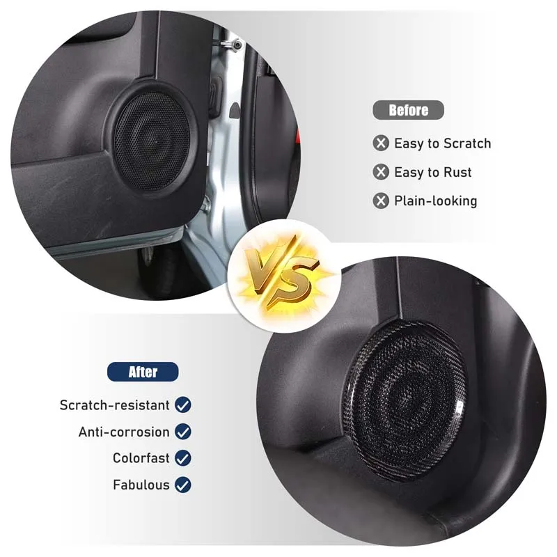 

For Fiat 500 2016+ Real Carbon Fiber Car door horn mesh cover decorative sticker car interior protection accessories 2Pcs