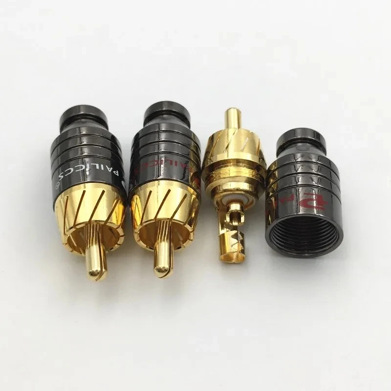 Hifi 4 قطعة 5 مللي متر قطر كابل RCA محول القابس الصوتي موصل لحام مطلية بالذهب النحاس Paliccs RCA محول القابس موصل