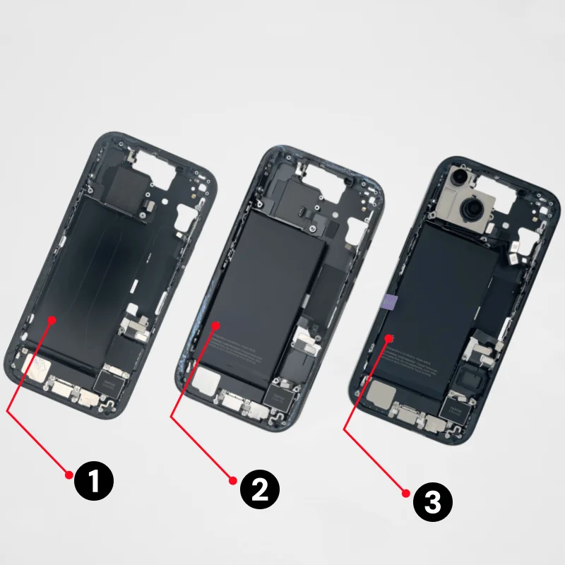 Original Disassembled Middle Frame Housing for iPhone 15 15Plus, Back Glass Cover, NFC Wireless Charger Assembly, 92% New