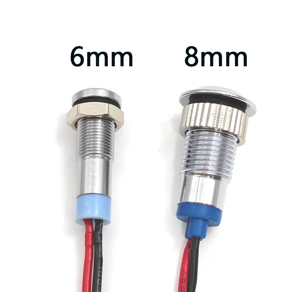 1pcs 6mm 8mm LED Waterproof Metal Indicator Light signal Lamp 12v Red Yellow Blue Green White 3v 5v 6v 24v 110v 220v