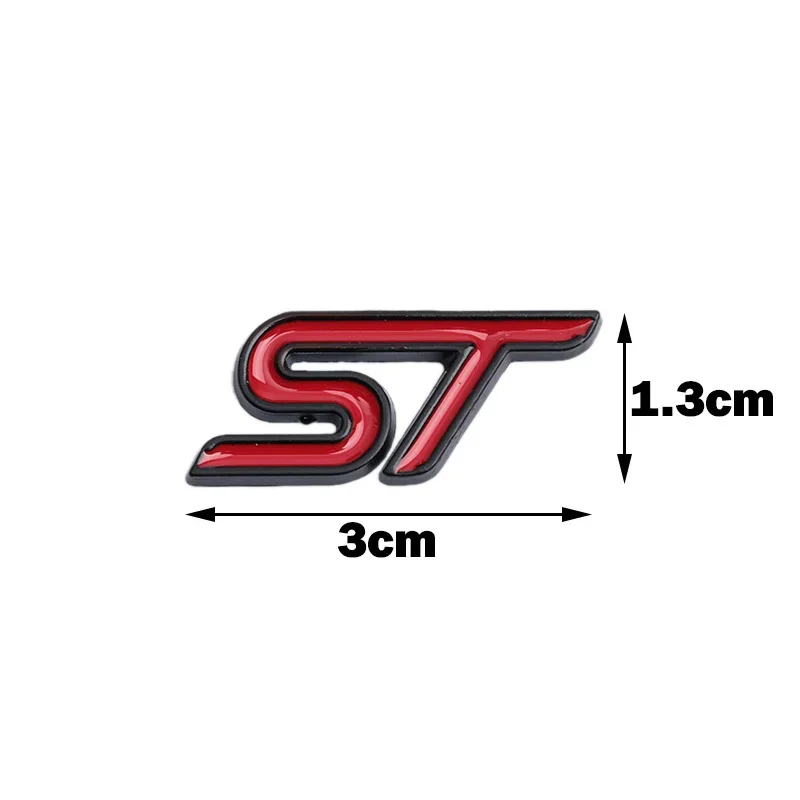 OTOKIT 1pcs Metal Styling Red Blue Black ST Chrome Car Emblem Badge Auto Decal 3D Sticker Emblem for Ford Focus ST Mondeo