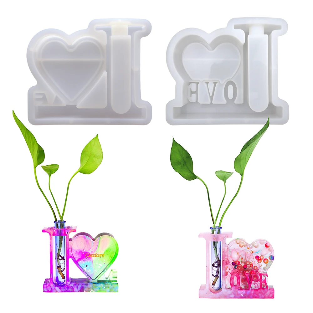 

Test Tube Flower Vase Silicone Mold Resin Photo Frame Mold Heart Shaped Flower Pot Plant Vase Hydroponic Plant Test Tube Mould