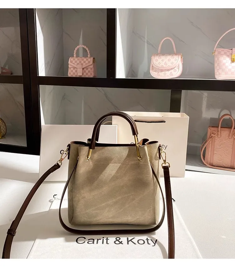 Large Capacity Textured Bucket Bag Fashion Casual Bag High Quality Women\'s Handbag Lady Purse Shoulder Messenger Bag