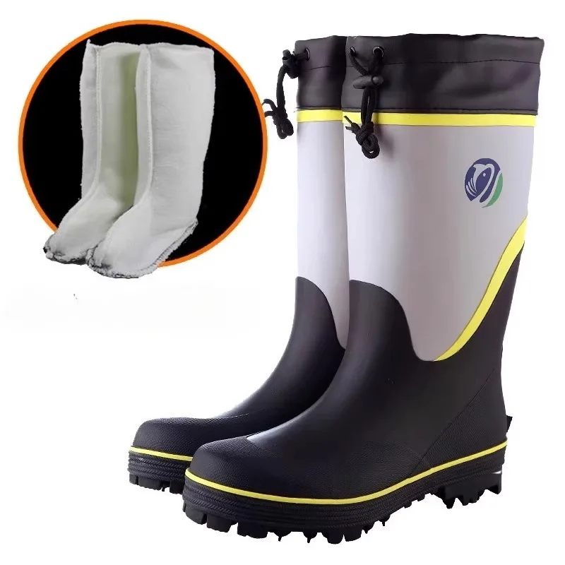 Fishing Boots Men's Non-slip Waterproof Rain Shoes Winter Warm Fleece Liner Fishing Shoes  Fishing Supplies Size 39-46