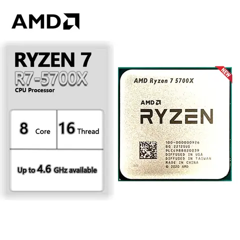 AMD R7 5700X Ryzen 7 5700X 3.4 GHz Eight-Core 16-Thread CPU 7NM L3=32M 100-000000926 Socket AM4 New