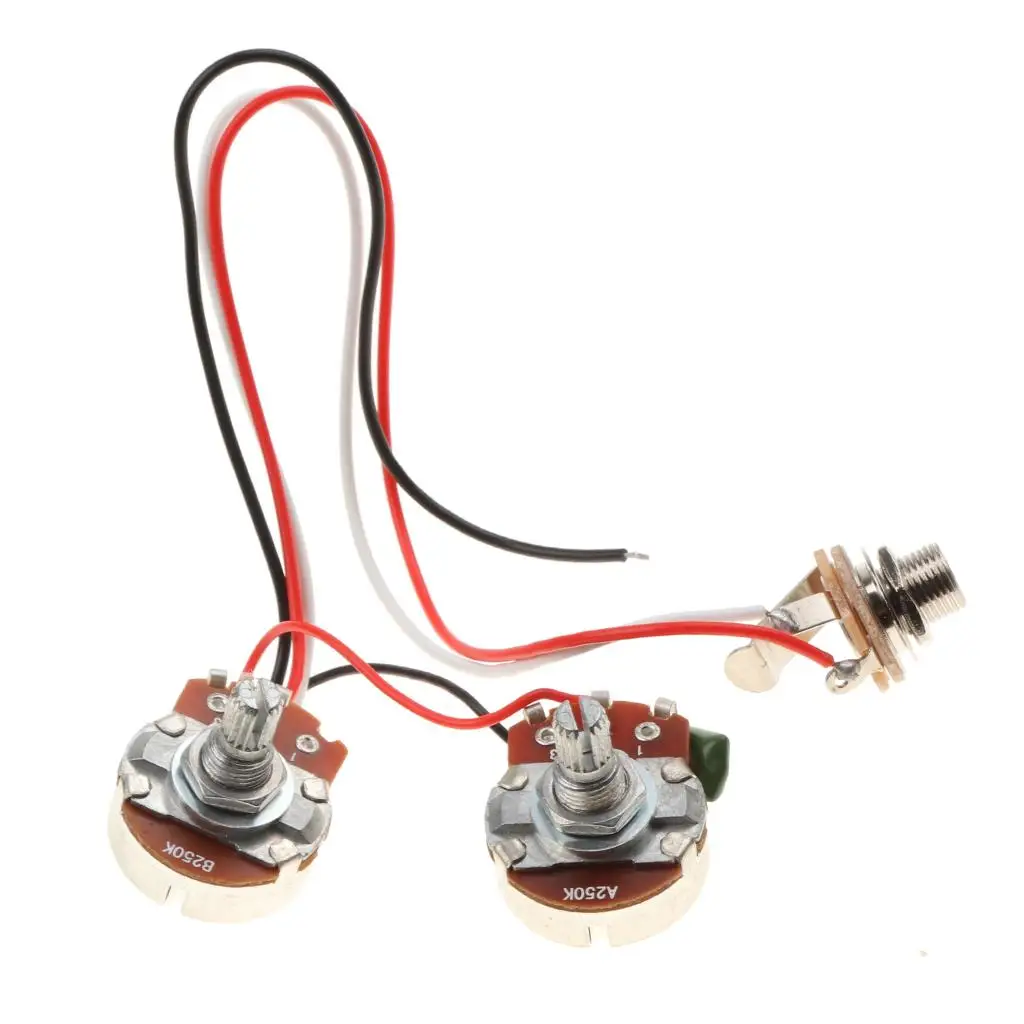 Precision Bass Electronics Harness Prewired 1V1T 250K Pots Set with Jack and 3 Way Toggle Switch for Clean Upgrade