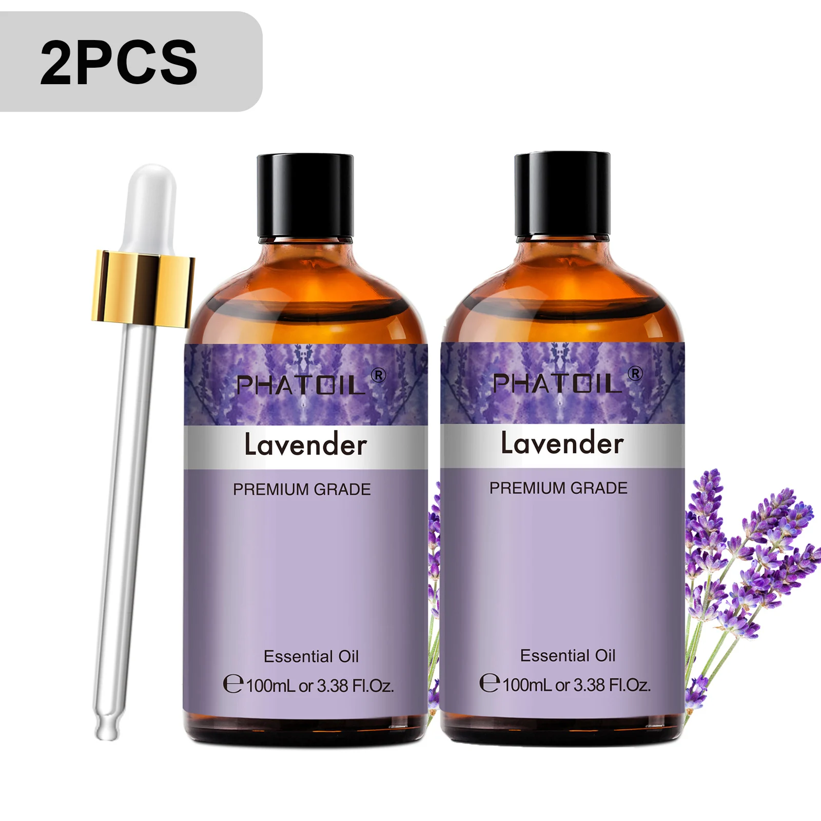 PHATOIL 2 pièces/1 pièces huile essentielle d'aromathérapie de lavande pour diffuseur, fabrication de bougies-100ml huiles d'eucalyptus jasmin vanille cannelle