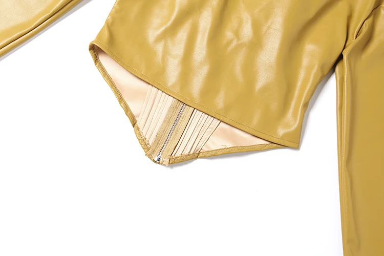Weird Puss Wild Jacke Damen Langarm Unregelmäßige Taillenbetonung Frühling Reißverschluss Luxus PU Crop Streetwear Bürodamen Klassischer Mantel – Detail 10