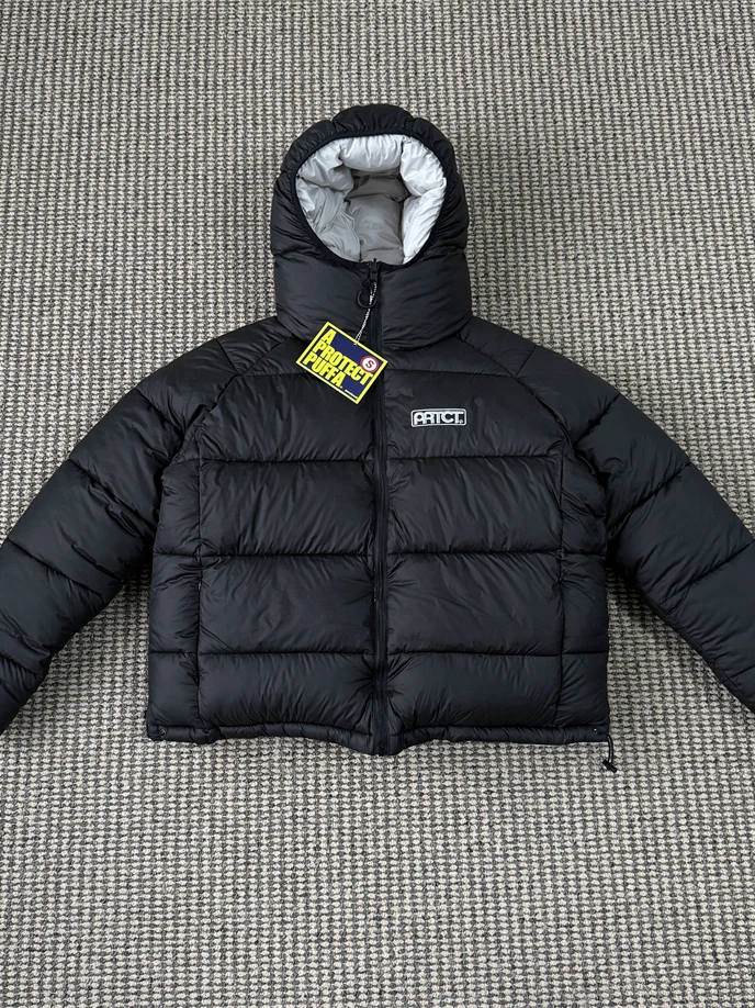 

Warm Double Faced Cotton Jaet Couples Sle Embroidered Puffer Coat Casual Wear Outdoor Comfortable Thiened Woolen Fabric