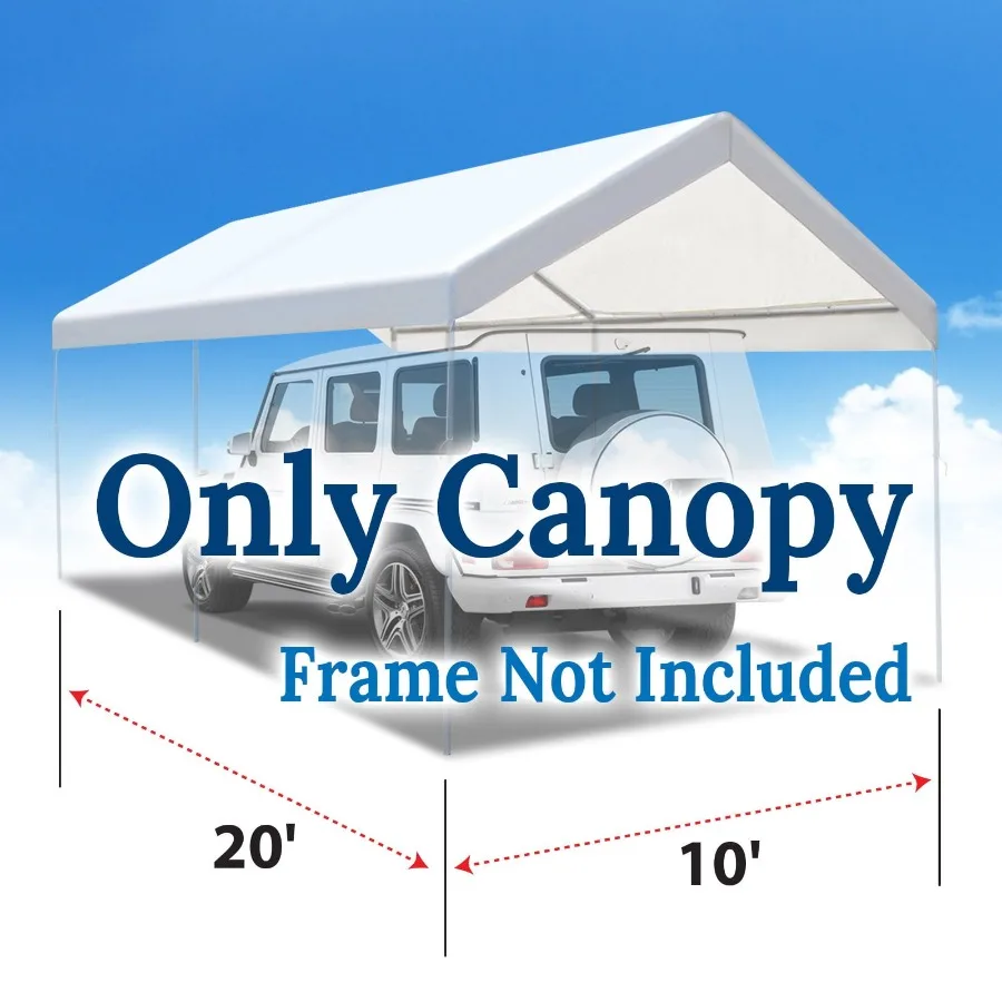 

SUNRISEUMBRELLA 12'x20' Upgraded Carport Canopy Tent Garage Replacement Car Shelter Cover with Bungees, Frame is not Included W