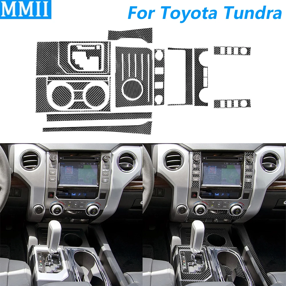 

For Toyota Tundra 2014-2018 Real Carbon Fiber Central Control Navigation Radio CD AC Gear Shift Trim Set Car Accessories Sticker