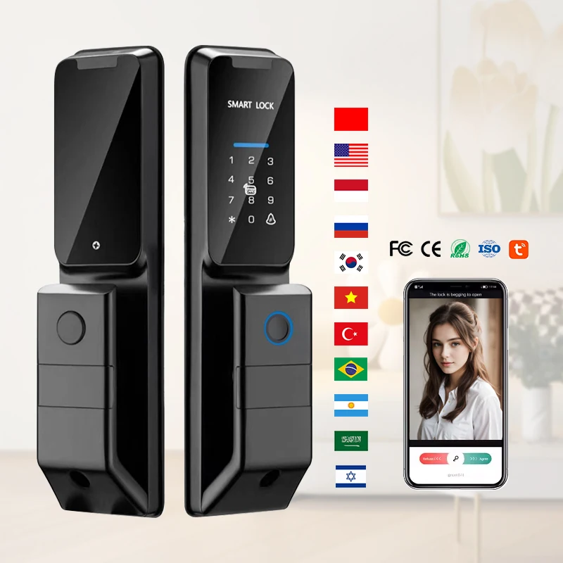 Security Door Lock Smart Lock Face Digital Fingerprint Biometric Lock Rfid IC Card Wifi App Home