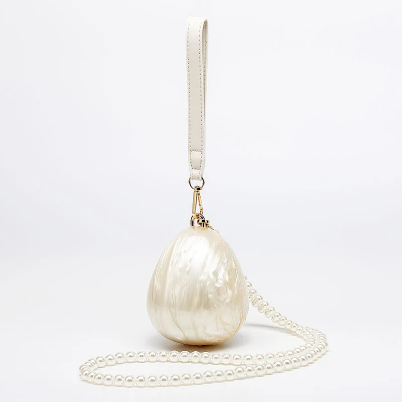Fashion Women Beaded Acrylic Cake Bag Pearl White Evening Clutch Cute Mini Bride Box Wedding Party Luxury Purse Handbag Designer