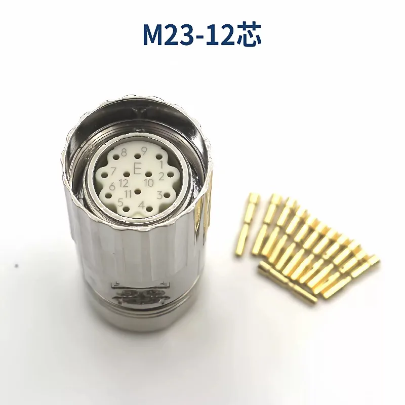 Standard M23 M623 Straight Type Internal Thread/External Thread 17 Pin Encoder Plug or Female Male Connector Single