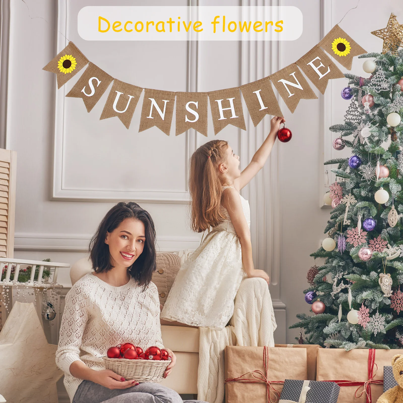 Linen Swallowtail Banner Shower Decoration Hanging Garland Burlap Flags Birthday Party Supplies Room Fireplace