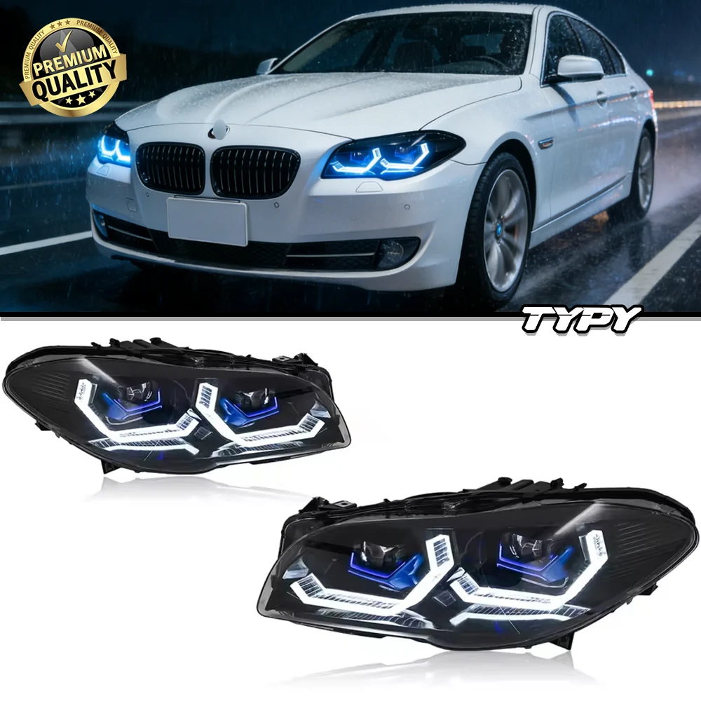 Accessoires auto phares LED pour BMW Série 5 F10 F18, phares 2011-2017, mise à niveau modifiée avec nouveau clignotant dynamique DRL