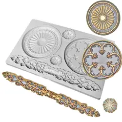 Baroque Vintage Petal Cake Border Silicone Mold Fondant Sugarcraft Embossing Mould DIY Chocolate Decoration Tool