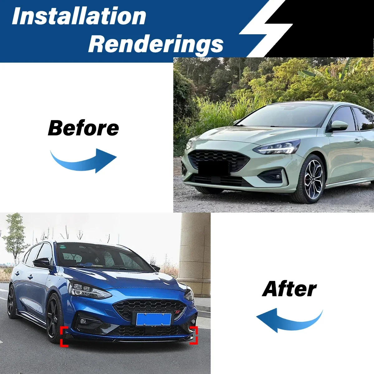 For Ford Focus Mk4 ST/st-line 2019 2020 2021 Front Bumper Lip Spoiler Diffuser Splitter Tuning Guard Car Front Surround Body Kit