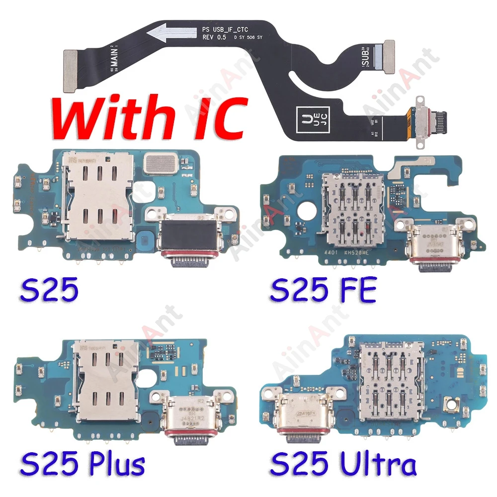 For Samsung Galaxy S25 Ultra Plus FE Edge S937B S936B S931U S931W USB Mic Board Dock Charger Connector Charging Port Flex Cable