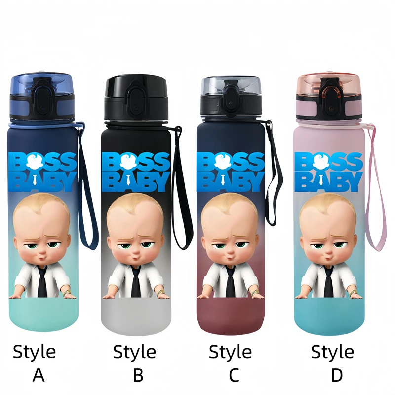 650ML De Boss Baby schattige Anime Karakters Waterbeker Draagbare kinderen Outdoor Grote Capaciteit Plastic Antidrip Waterfles