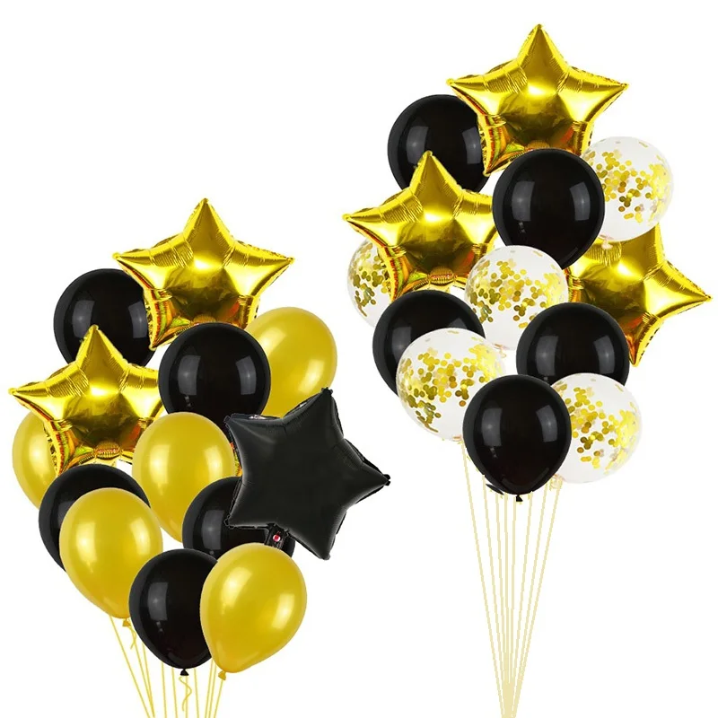 13Pcs Black Gold Balloon Set Inflatable Helium Foil Ballon Birthday Party Decoration Kids Favor Balls Wedding Christmas Supplies