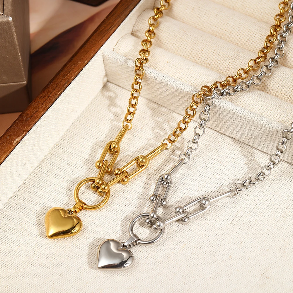 DGIDDK الفولاذ المقاوم للصدأ تصميم تحسس ثلاثي الأبعاد الخوخ القلب قلادة قلادة الإناث مزاجه هدايا مجوهرات الأزياء