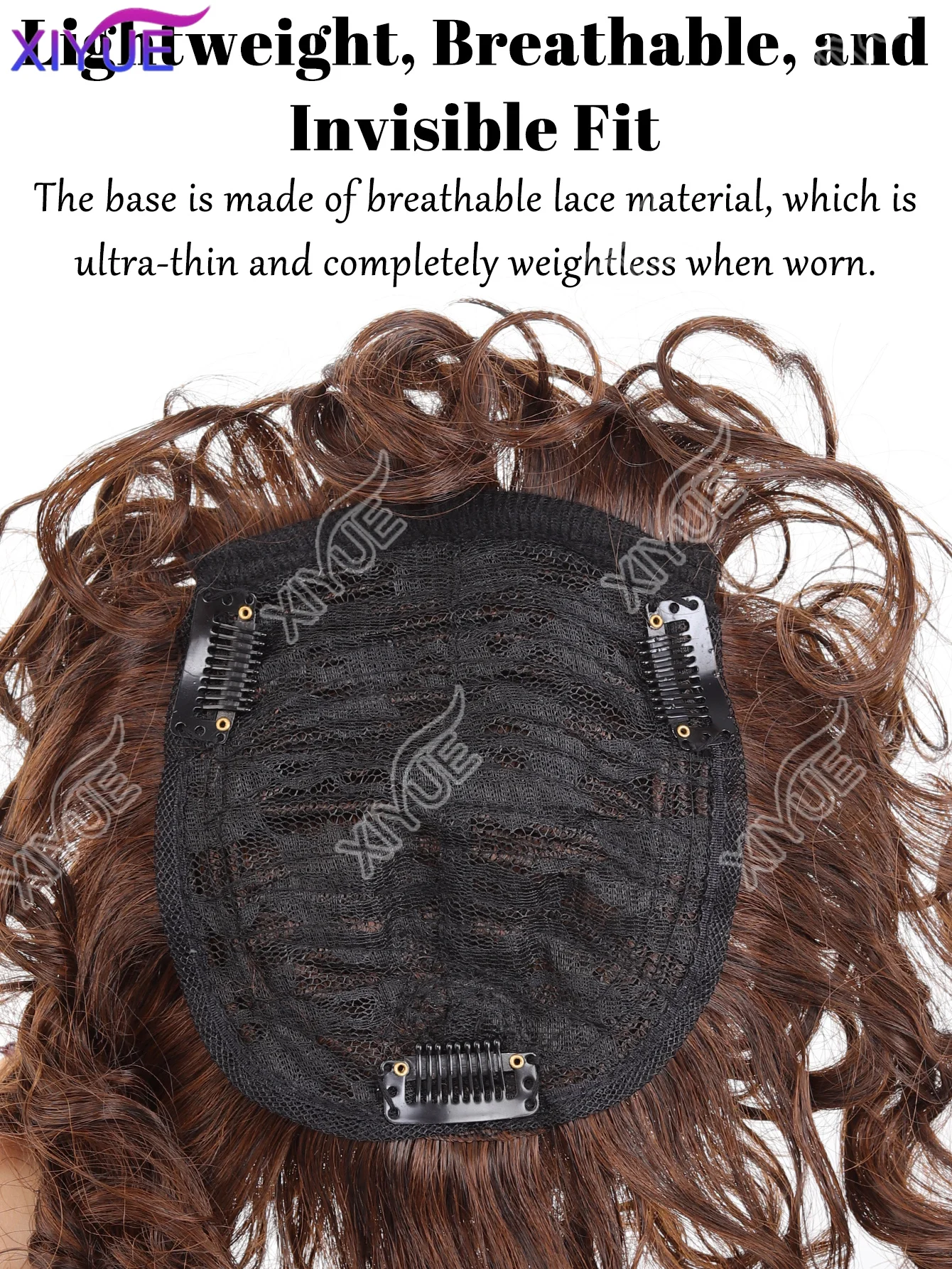 XY Synthetic Wig Top Replacement Block for Women Short Curly Hair with No Trace to Cover White Hair Fluffy Corn Beard Wool Roll