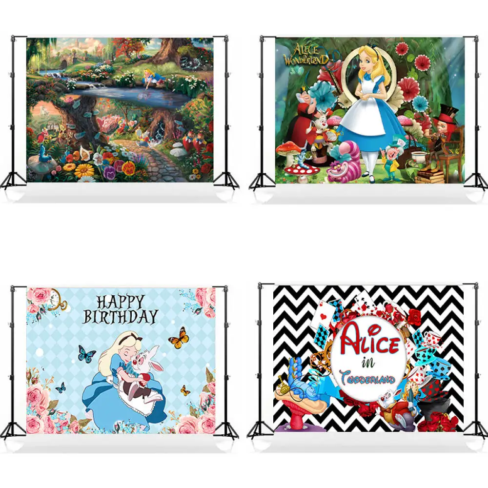 Alice In Wonderland Background for Newborn Photography Children Baby Shower 1st Birthday Girl Princess Backdrop Party Supplies