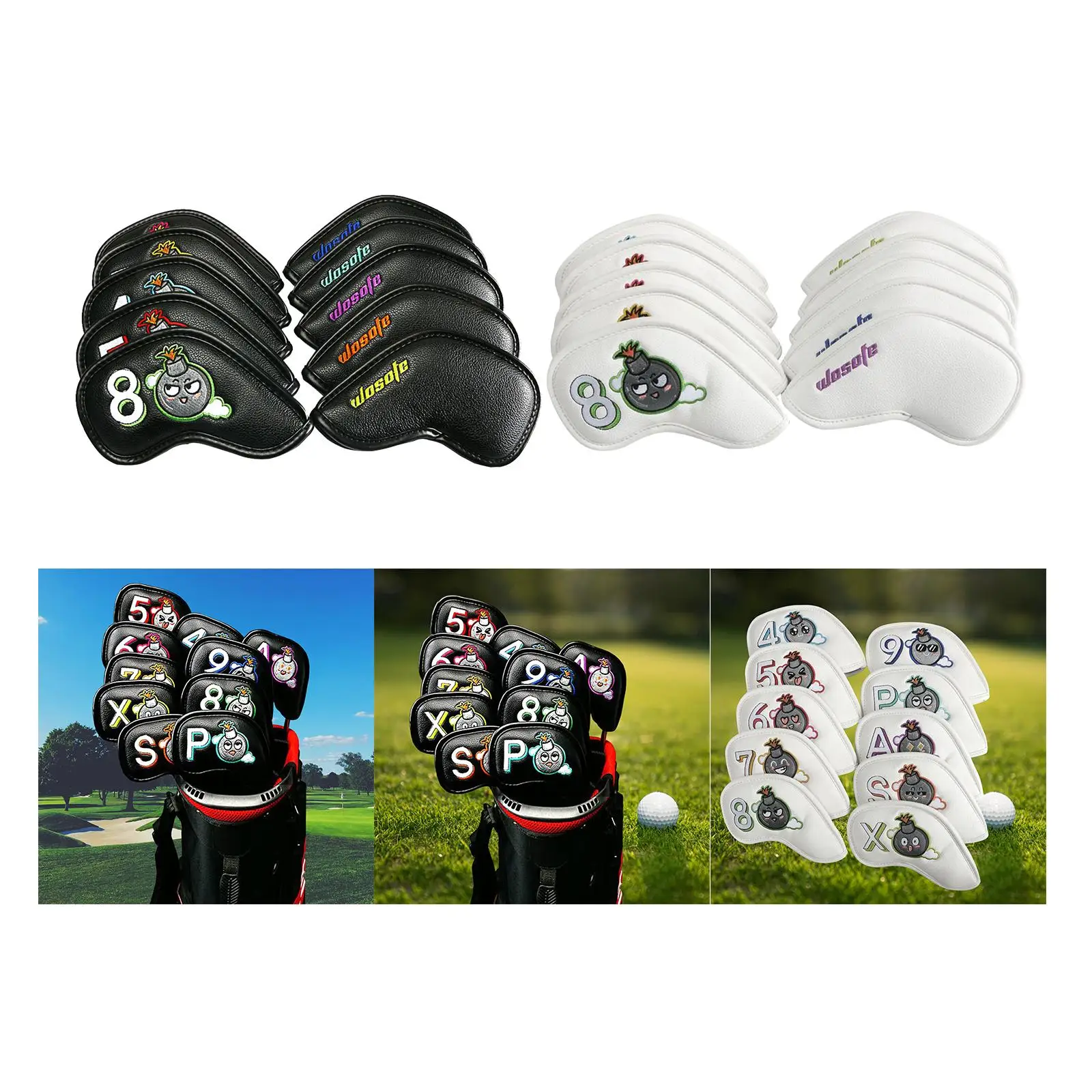 PU Leather Golf Iron Headcover 4, 5, 6, 7, 8, 9,A,S,P,x Head Protector Men Gift