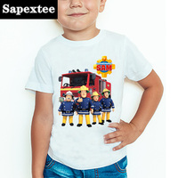 Children Cartoon Fireman Sam Printed Funny T shirt Kids Summer Tops Baby Girls Boys Great Casual T-shirt
