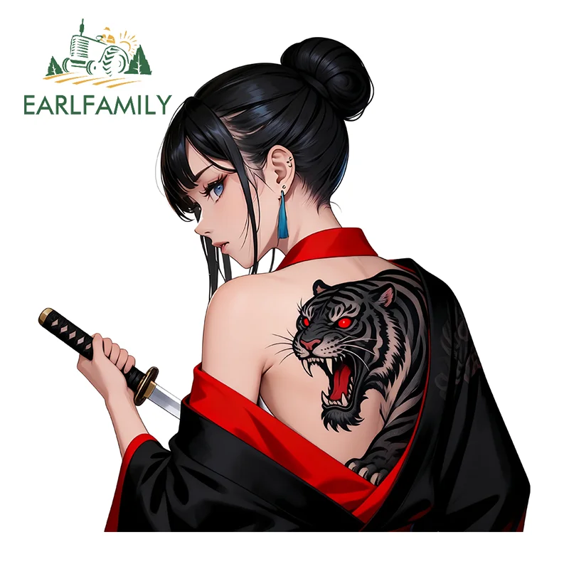 

Наклейка EARLFAMILY «Девушка-самурай»: популярный винтажный декор для лобового стекла и зеркала заднего вида, водонепроницаемая, солнцезащитная, для гитары