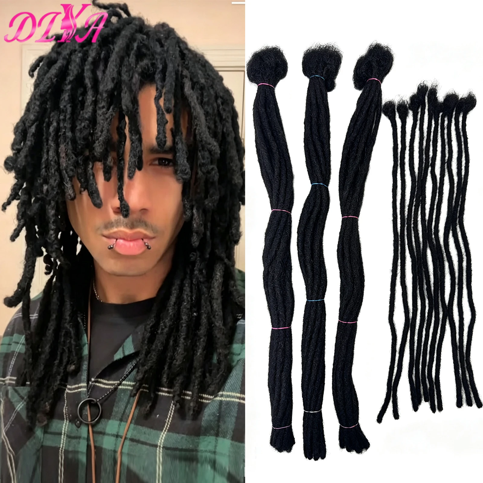 4-20inch Loc Extensions Human Hair Soft Human Hair Dreads Extensions 0.6cm Width Human Hair Permanent Dreadlock Extensions