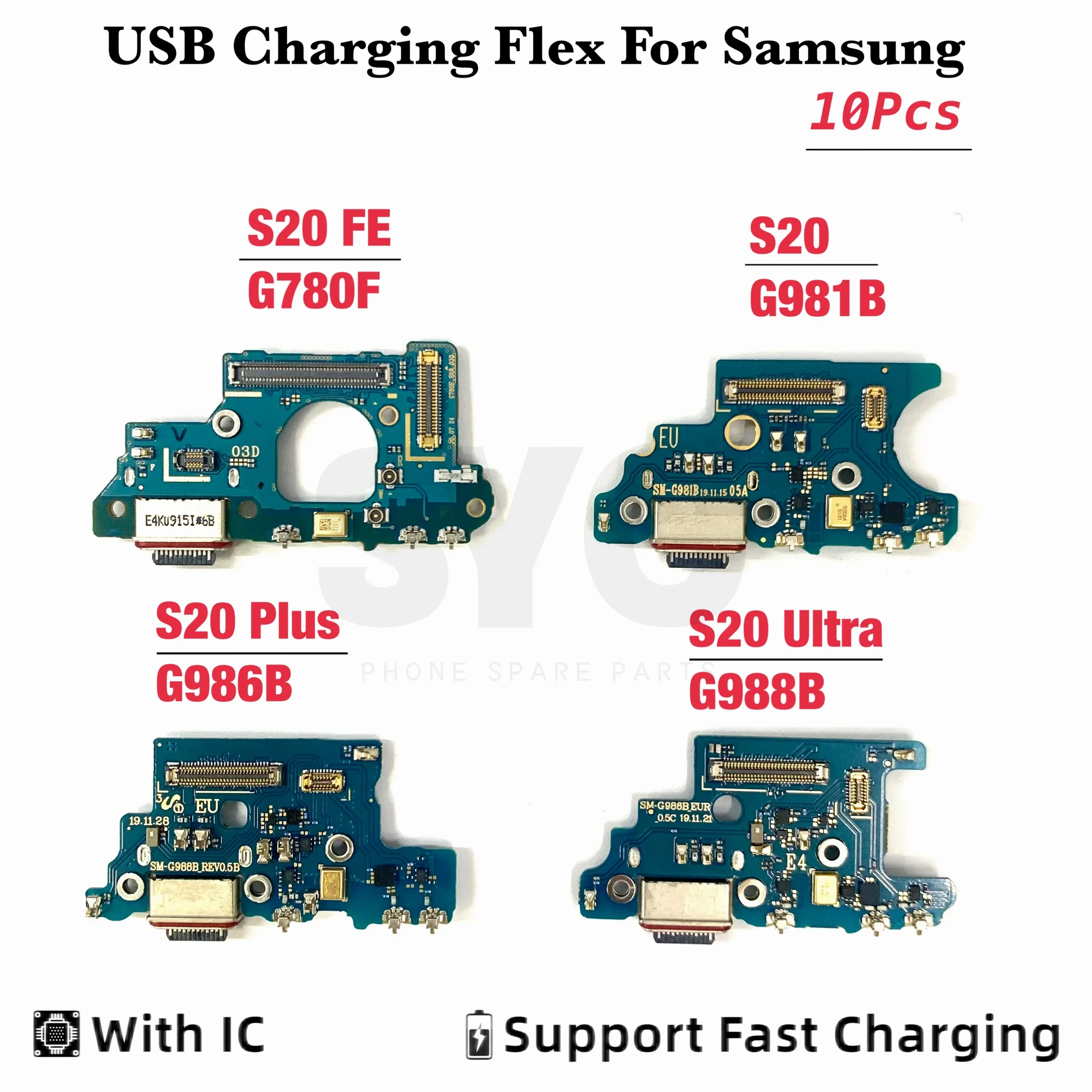 

10Pcs ORI ORG USB Charger Socket Connector Charging Port Board Microphone Flex For Sam S20 Plus Ultra G986 G988 G981