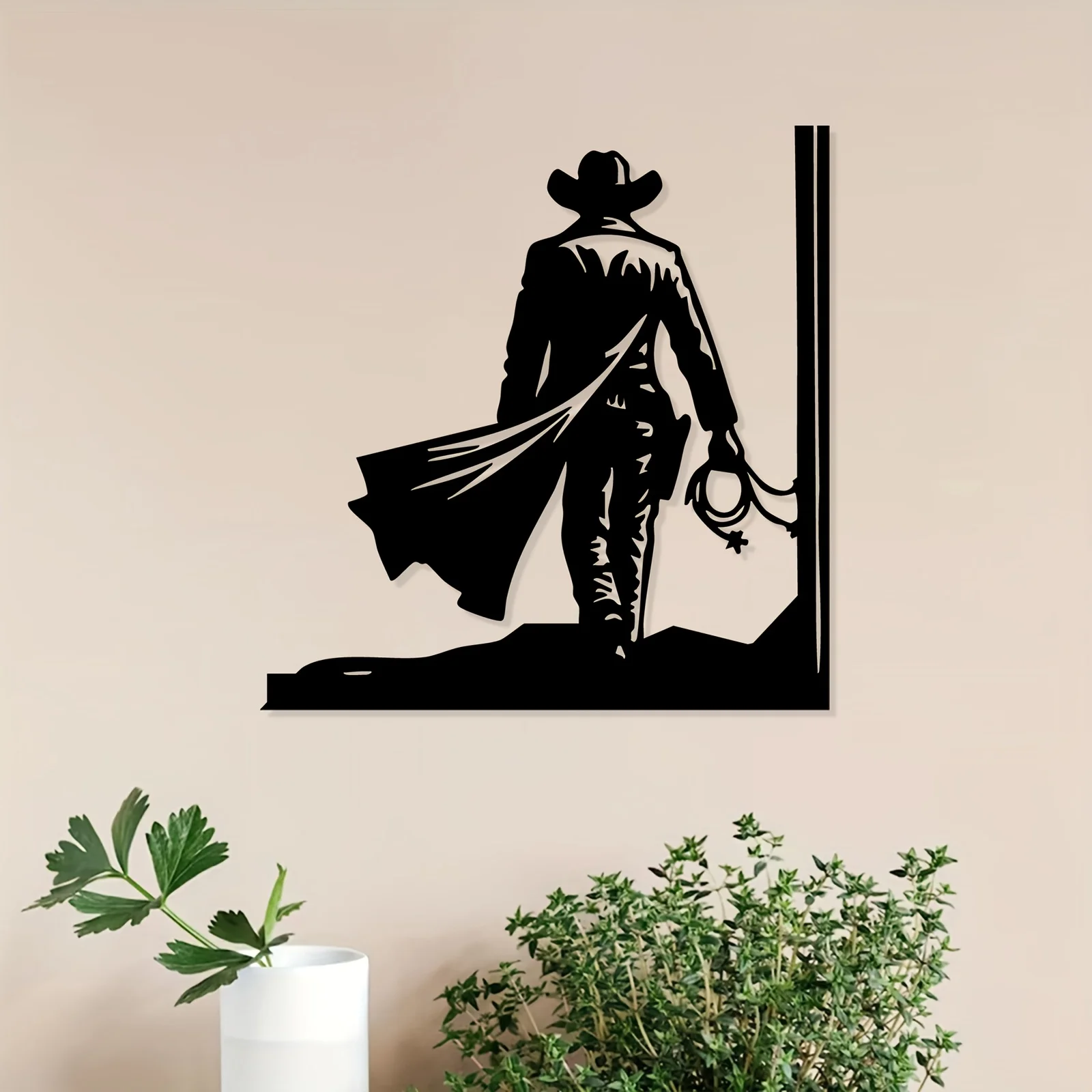 CIFBUY Cowboy Metal Wall Art Waterproof Durable Iron Craft Decor For Entryway Patio Garden Home Interior Gift