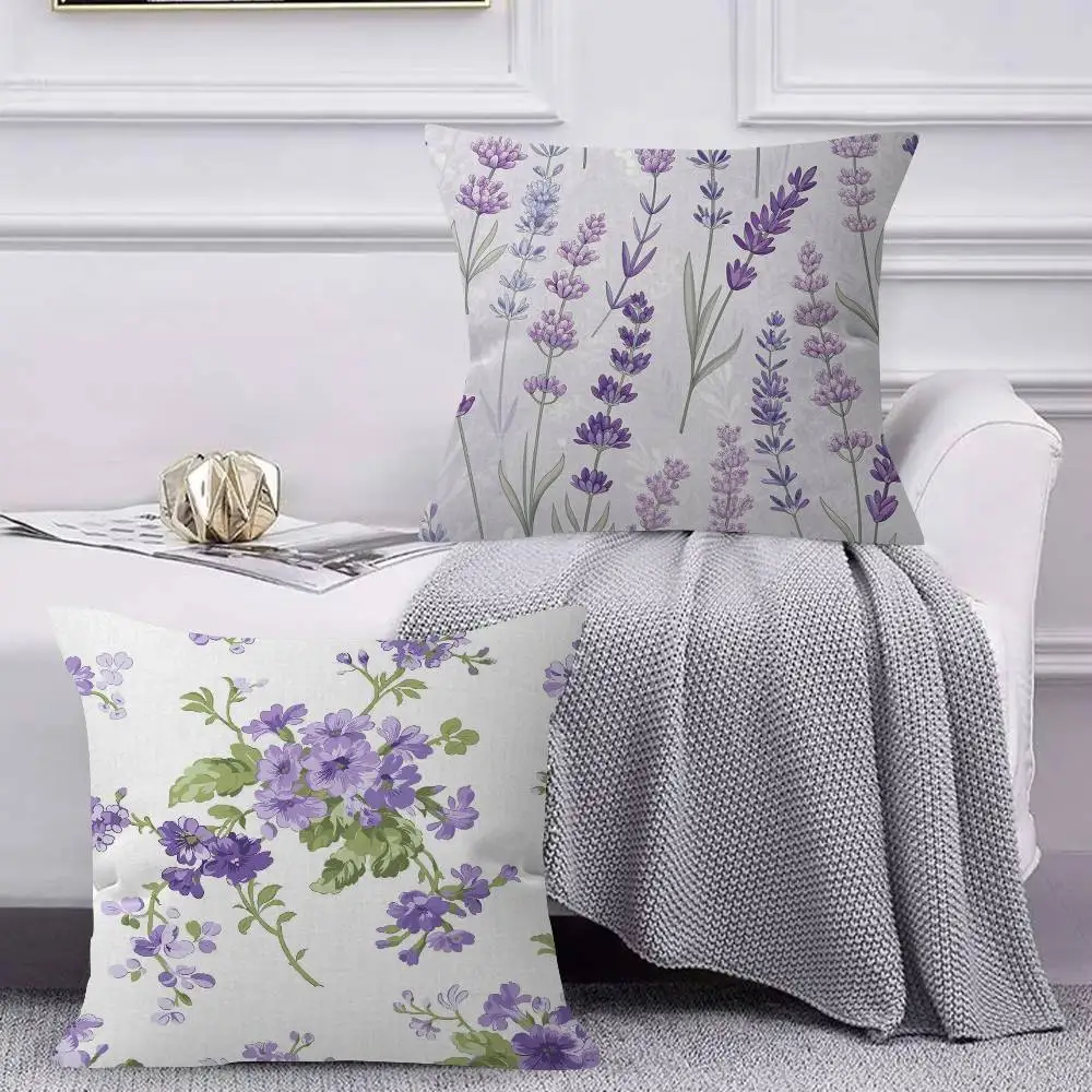 Purple Geometric Flower    Pillow Gift Home Office Decoration Pillow Bedroom Sofa Car Cushion CoverPillow Case