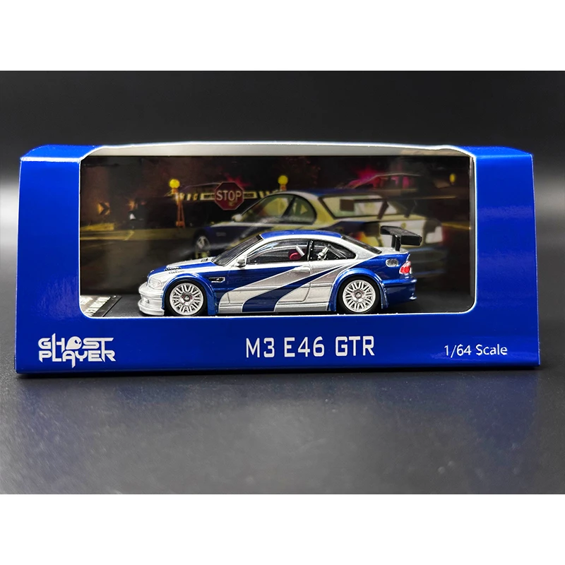 GP In Stock 1:64 E46 M3 GTR NFS9 Diecast Diorama Car Model Collection Miniature Toys Ghost Player