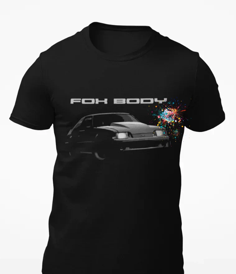 Retro Fox Body Mustang GT Muscle Car T-Shirt 100% Cotton O-Neck Short Sleeve Summer Casual Mens T-shirt