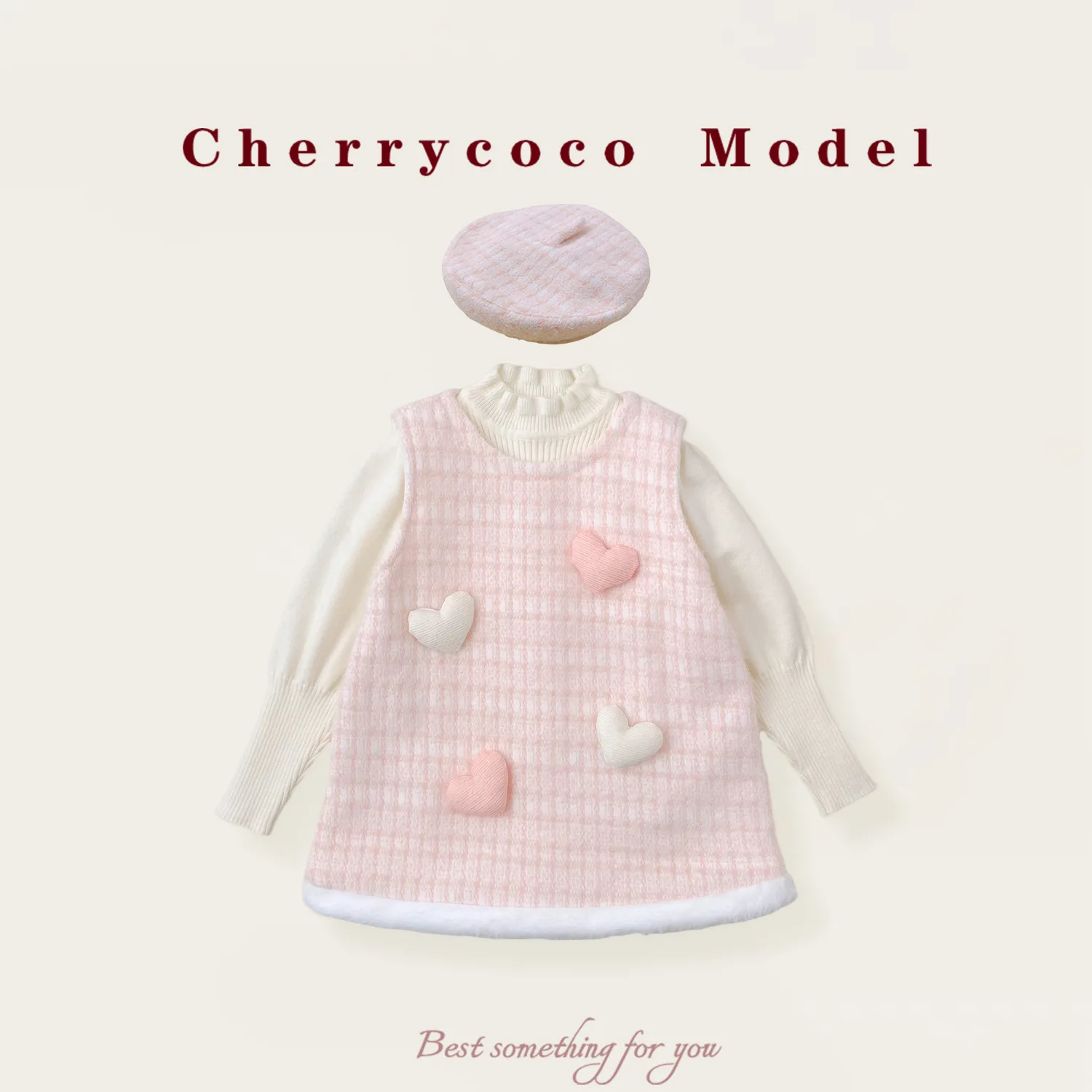 طقم بناتي لخريف وشتاء 2025 طقم سترة صوفية للأميرة الحلوة للفتيات مكون من 3 قطع #1