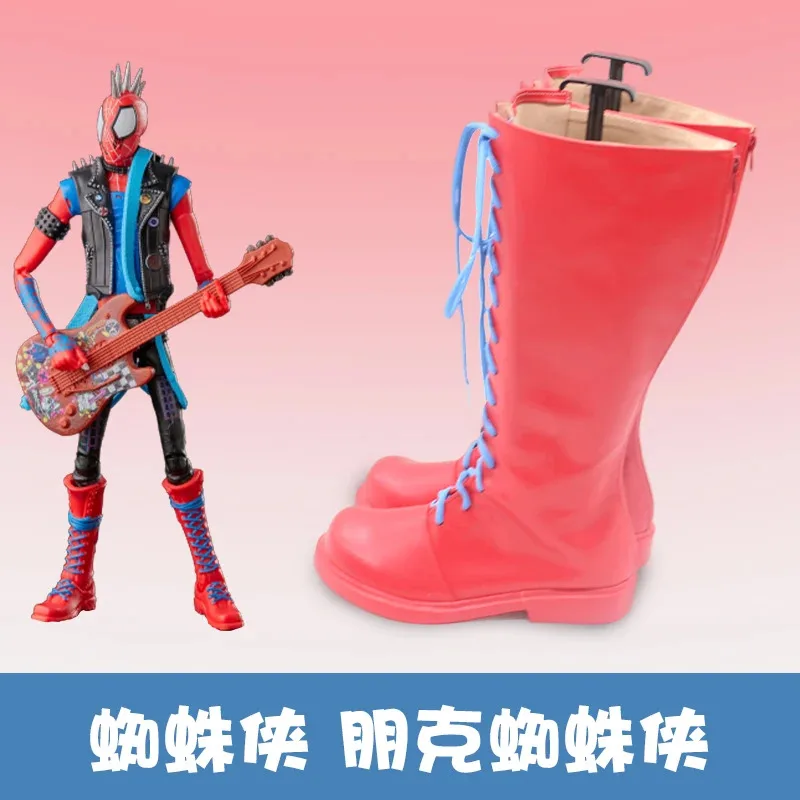 

DY20Punk Spiderman Superhero Cosplay Shoes Hobie Brown Cosplay Long Boots Shoes Women Men Halloween Role Play Prop Cos25