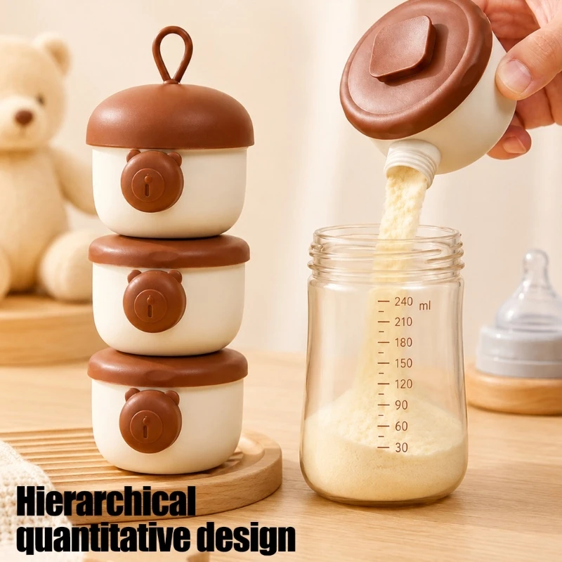 Stackable Baby Formula Dispenser with Detachable Compartments and Carry Handle for Organized Feeding Portions at Home or A2UB