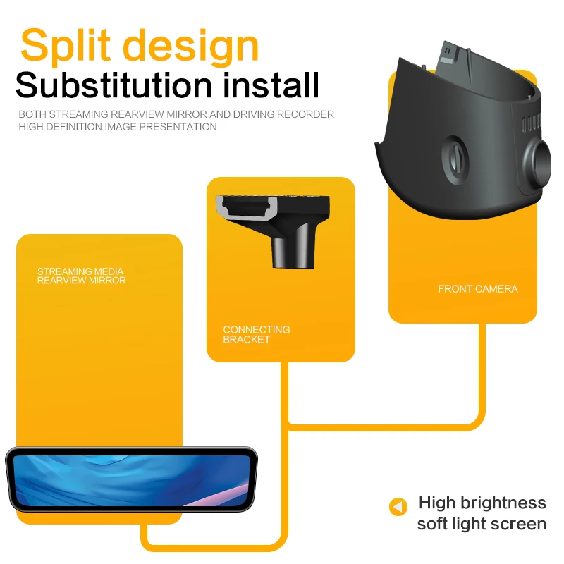 SINJET For AUDI Q5 Night Vision High Definition Camera DashCam 9.2Inch Touch Screen Car Electronics Digital Rearview Mirror