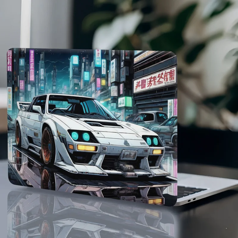 2 Pieces of Japanese Night City Neon Car Design Laptop Sticker - Self-adhesive Waterproof and Scratch-proof Removable Protective